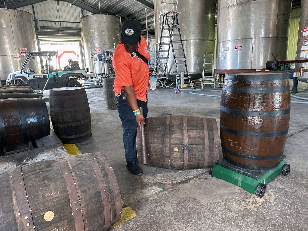 Cruzan Rum Factory tour Manual Transfer Process